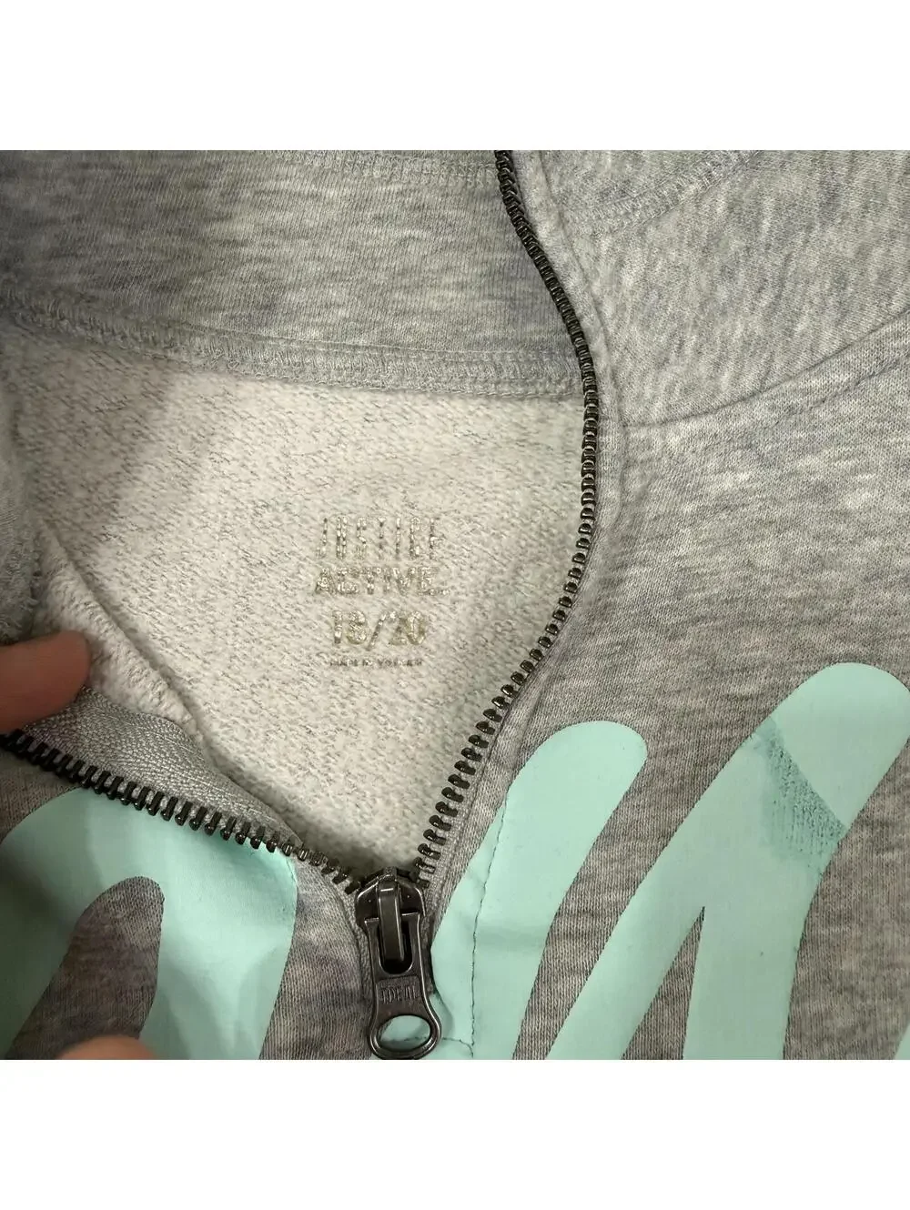 Justice Gray Half-Zip Sweatshirt with Light Blue 'Dance' Print Girls Size 18